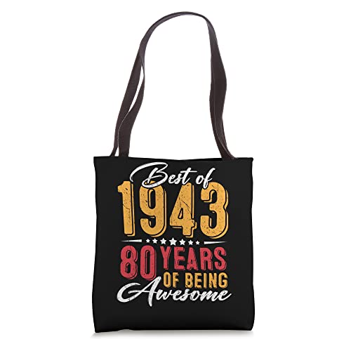 80 Year Old Best Of 1943 80th Birthday Gift For Mens Womens Tote Bag