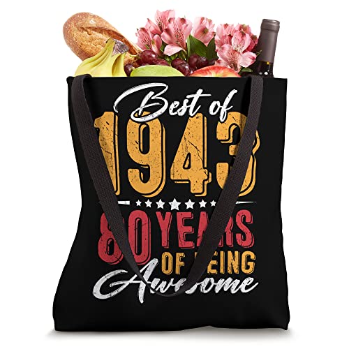 80 Year Old Best Of 1943 80th Birthday Gift For Mens Womens Tote Bag