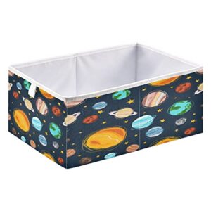 kigai solar system planet storage bin, large collapsible organizer rectangle storage basket for home office décor, 15.8 x 10.6 x 7 in