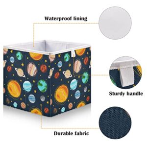 Kigai Solar System Planet Storage Bin, Large Collapsible Organizer Rectangle Storage Basket for Home Office Décor, 15.8 x 10.6 x 7 in