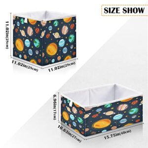 Kigai Solar System Planet Storage Bin, Large Collapsible Organizer Rectangle Storage Basket for Home Office Décor, 15.8 x 10.6 x 7 in