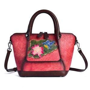 dann handbag women’s bag designer vintage floral handbag vintage embossed large capacity shoulder bag (color : e, size : about 34cm 13cm 21cm)
