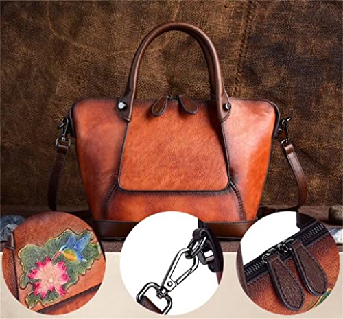 DANN Handbag Women's Bag Designer Vintage Floral Handbag Vintage Embossed Large Capacity Shoulder Bag (Color : E, Size : About 34cm 13cm 21cm)