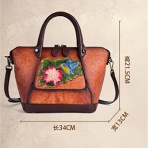 DANN Handbag Women's Bag Designer Vintage Floral Handbag Vintage Embossed Large Capacity Shoulder Bag (Color : E, Size : About 34cm 13cm 21cm)