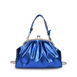 naimo glossy leather metallic evening bag pleated clutch kiss lock purses handbag tote crossbody shoulder bag