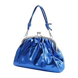 Naimo Glossy Leather Metallic Evening Bag Pleated Clutch Kiss Lock Purses Handbag Tote Crossbody Shoulder Bag