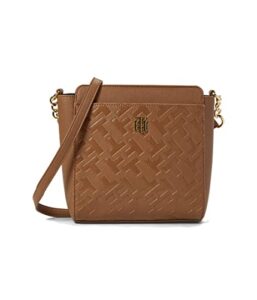 tommy hilfiger antonella ii crossbody bias embossed pvc cognac one size