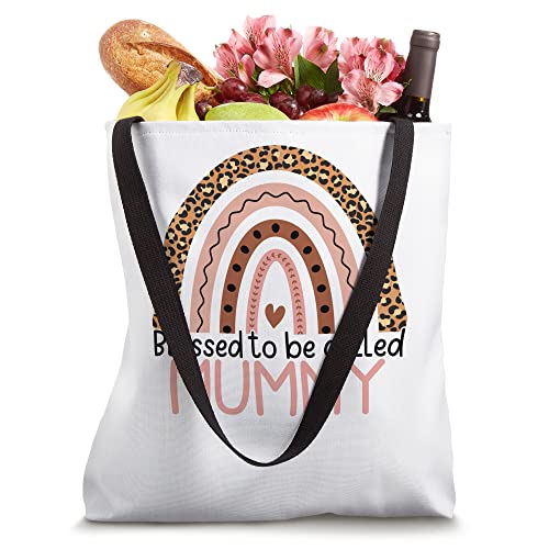 Cute Blessed To Be Called Mummy Boho Rainbow Leopard Print Tote Bag