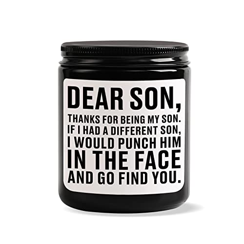 Son Gifts, Gifts for Son Adult, Birthday Gifts for Son from Mom Dad, Son Birthday Gift Ideas, Funny Fathers Day Valentines Day Christmas Graduation Gifts for Son - Sandalwood Scented Candles for Men