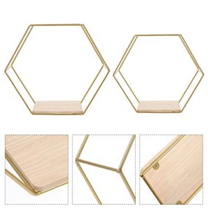 DOITOOL 3Pcs Iron Hexagon Wall Hexagon Shelves Hexagon Hanging Shelves Hexagon Display Shelves Wall Shelves Hexagonal