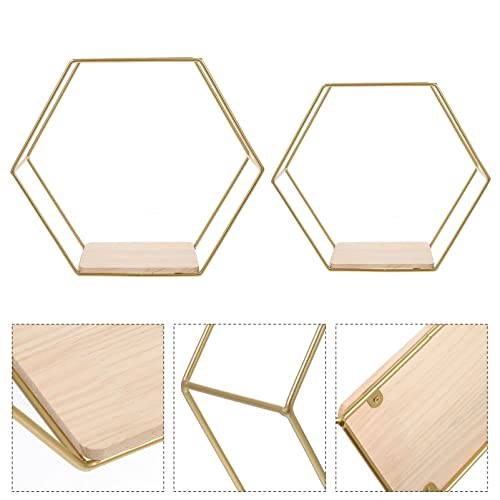 DOITOOL 3Pcs Iron Hexagon Wall Hexagon Shelves Hexagon Hanging Shelves Hexagon Display Shelves Wall Shelves Hexagonal