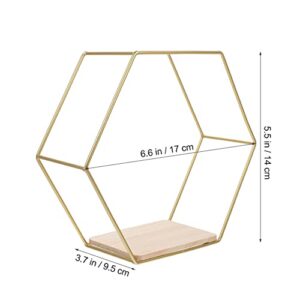 DOITOOL 3Pcs Iron Hexagon Wall Hexagon Shelves Hexagon Hanging Shelves Hexagon Display Shelves Wall Shelves Hexagonal