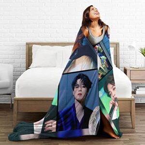 YAVITH Jimin Blanket Throw,Jimin Poster Collage Blanket for Girls,Jimin Merchandise for Women 50x40 in