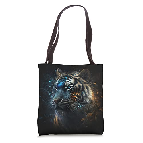 Tiger in blue, with pattern, with motifs Tote Bag