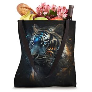 Tiger in blue, with pattern, with motifs Tote Bag
