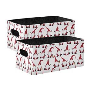 senya christmas storage baskets 2 pack, christmas gnomes small foldable storage box for cosmetic organizing decorative baskets for shelves, table, home