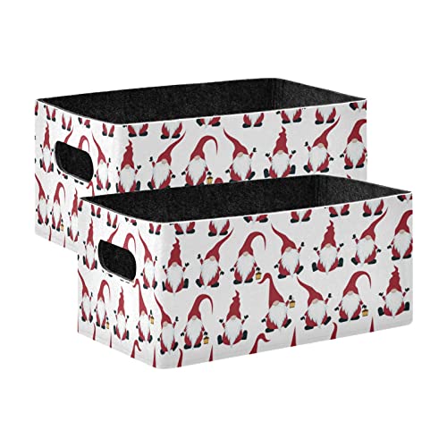 senya Christmas Storage Baskets 2 Pack, Christmas Gnomes Small Foldable Storage Box for Cosmetic Organizing Decorative Baskets for Shelves, Table, Home