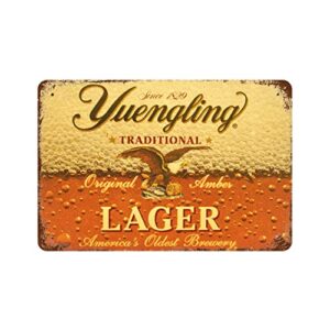 TPCPWW Beer Signs Yuengling Lager Metal Sign Funny Tin Sign Bar Pub Diner Cafe Wall Decor Home Decor Art Poster Retro Vintage 8x12 Inches