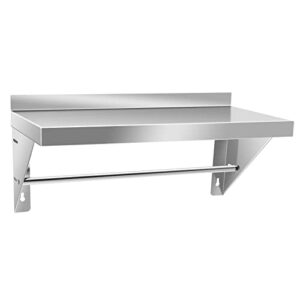 HXCFYP Stainless Steel Shelf 12 x 30 Inches 280 lb, NSF Commercial Wall Mount Floating Shelving for Restaurant, Kitchen, Home and Hotel