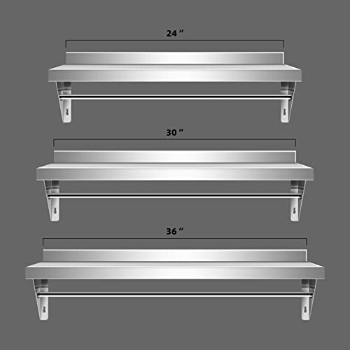 HXCFYP Stainless Steel Shelf 12 x 30 Inches 280 lb, NSF Commercial Wall Mount Floating Shelving for Restaurant, Kitchen, Home and Hotel