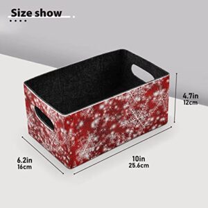senya Christmas Storage Baskets 2 Pack, Christmas Background with Snowflakes Red Small Foldable Storage Box for Cosmetic Organizing Decorative Baskets for Shelves, Table, Home