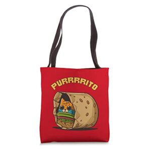 purrfectly adorable purrito – burrito pun tote bag
