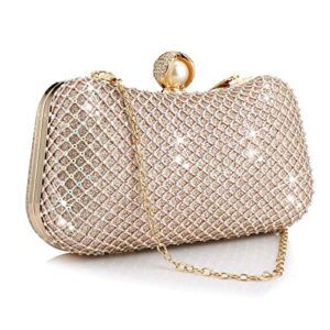 erouge women evening clutch purses rhinestone bridal crystal evening handbag for formal (rose gold)