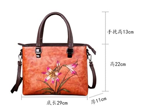 DANN Women's Vintage Floral Handbag Ladies Large Capacity Shopping Messenger Bag Tote Bag (Color : D, Size