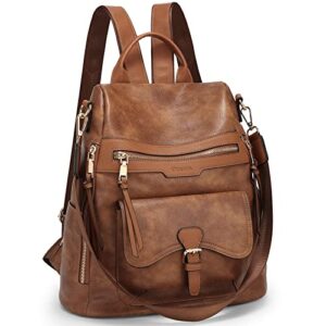 rich leaf women fashion backpack purse convertible shoulder satchel handbags for women travel backpack anti theft ladies casual leather backpack waterproof multipurpose design brown