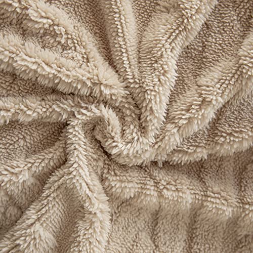 Khaki Sherpa Throw Blanket Thick Warm Fleece Blanket for Winter,Soft Cozy Blanket for Bed Couch Sofa 50"×60"