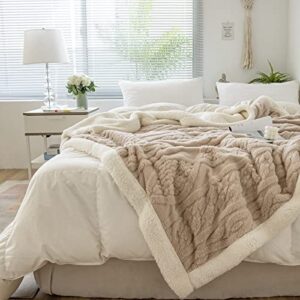 Khaki Sherpa Throw Blanket Thick Warm Fleece Blanket for Winter,Soft Cozy Blanket for Bed Couch Sofa 50"×60"