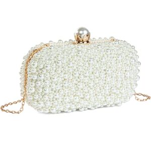 yyiher pearl clutch white clutch purses for women evening handbags beaded clutch wedding bridal clutch parites prom
