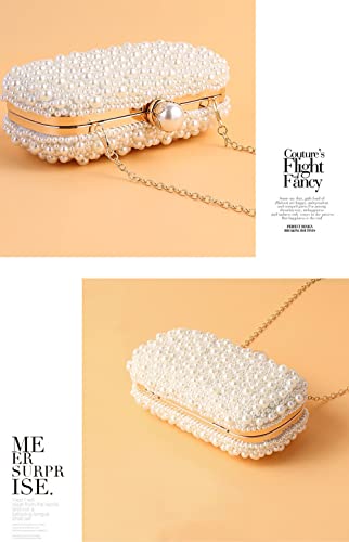 YYIHER Pearl Clutch White Clutch Purses for Women Evening Handbags Beaded Clutch Wedding Bridal Clutch Parites Prom