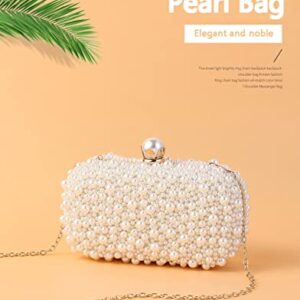 YYIHER Pearl Clutch White Clutch Purses for Women Evening Handbags Beaded Clutch Wedding Bridal Clutch Parites Prom