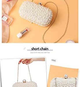 YYIHER Pearl Clutch White Clutch Purses for Women Evening Handbags Beaded Clutch Wedding Bridal Clutch Parites Prom