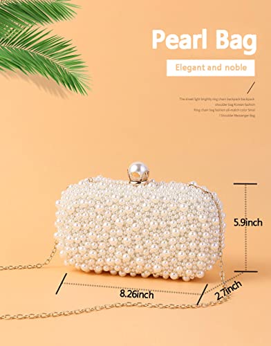 YYIHER Pearl Clutch White Clutch Purses for Women Evening Handbags Beaded Clutch Wedding Bridal Clutch Parites Prom