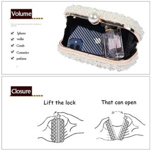 YYIHER Pearl Clutch White Clutch Purses for Women Evening Handbags Beaded Clutch Wedding Bridal Clutch Parites Prom