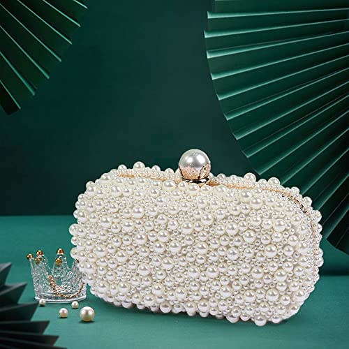 YYIHER Pearl Clutch White Clutch Purses for Women Evening Handbags Beaded Clutch Wedding Bridal Clutch Parites Prom