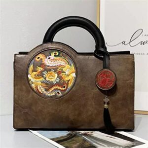 dann winter women’s tote bag chinese style retro handbag large capacity women’s shoulder bag (color : e, size : 32(l)*24(h)*14(w) cm)