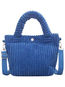 nanwansu small corduroy tote bag for women cute mini tote shoulder bags blue