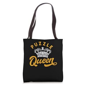 puzzle queen | puzzle pieces | jigsaw puzzle lover tote bag