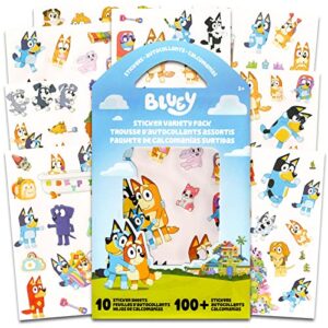 Bluey Sticker Pack for Kids, Boys, Girls - 2 Pc Bundle with 100+ Bluey Stickers for Party Favors, Goodie Bags, More Plus Bonus Stickers | Bluey Stickers for Kids
