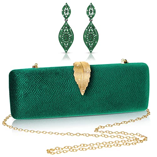 Evening Bag Emerald Green Clutch Purses Emerald Earrings for Women Evening Handbags Clutch Small Clutch Purses Green Chandelier Earrings Jewelry Sets for Wedding Party Formal Crossbody Bride Prom