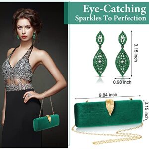 Evening Bag Emerald Green Clutch Purses Emerald Earrings for Women Evening Handbags Clutch Small Clutch Purses Green Chandelier Earrings Jewelry Sets for Wedding Party Formal Crossbody Bride Prom