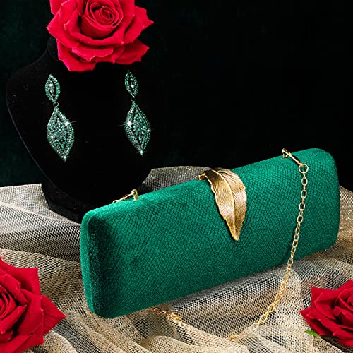 Evening Bag Emerald Green Clutch Purses Emerald Earrings for Women Evening Handbags Clutch Small Clutch Purses Green Chandelier Earrings Jewelry Sets for Wedding Party Formal Crossbody Bride Prom