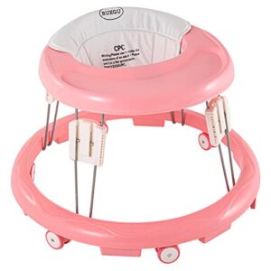 LANGYI Foldable Baby Walker with Safety Slider , The Oldschool Round Shape Baby Walker, Suitable for All terrains, Babies (6-18 Months) (Pink)