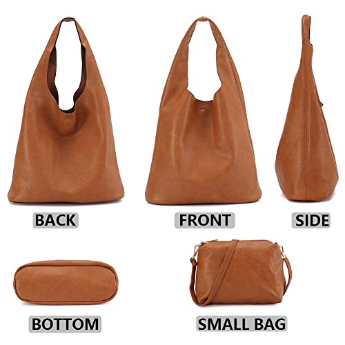 Women Tote Bag Handbags PU Leather Fashion Hobo Shoulder Bags (Black)