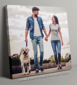 woaiting custom canvas prints your own photos wall decor for men,boyfriend gift,personalized canvas wall art frame create wedding, baby, pet, family (white, 8×8)