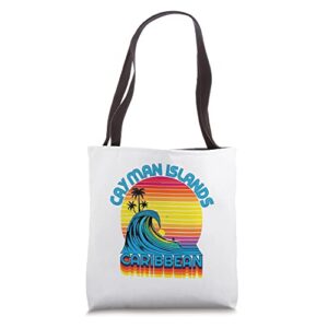 cayman islands retro throwback surf & beach souvenir tote bag