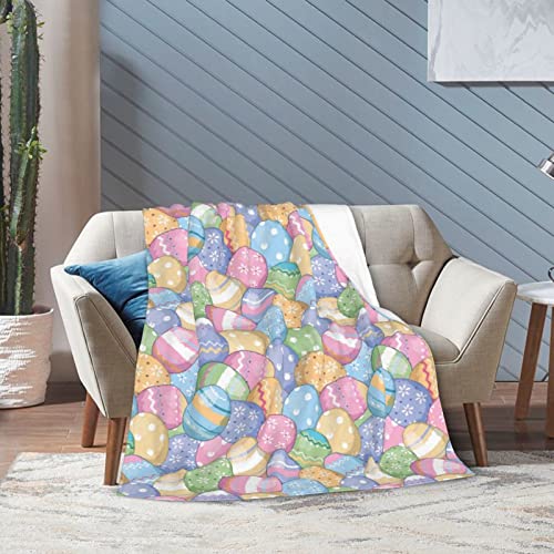 Easter Eggs Fleece Blanket Throw Blanket, Ultra-Soft Cozy Micro Fleece Blanket for Sofa, Couch, Bed, Camping, Travel, & Car Use-All Seasons Suitable 50"X40"